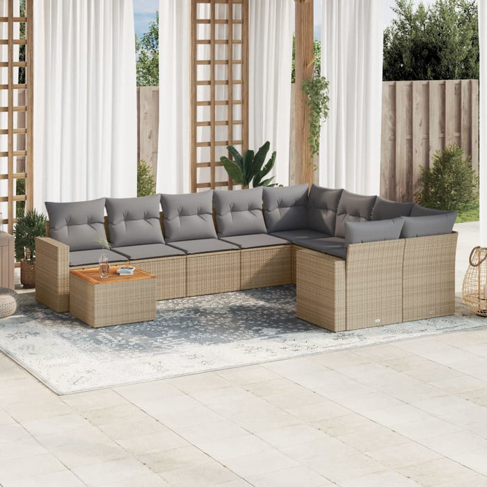 Set Divano da Giardino 10 pz con Cuscini Beige in Polyrattancod mxl 89401