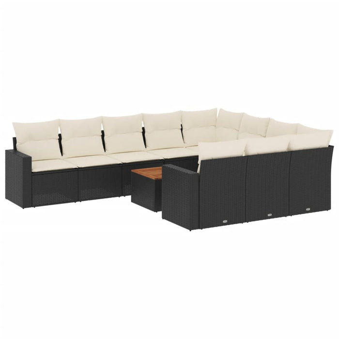 Set Divani da Giardino 11 pz con Cuscini in Polyrattan Nero 3224299