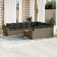 Set Divani da Giardino 11 pz con Cuscini in Polyrattan Grigio 3224303