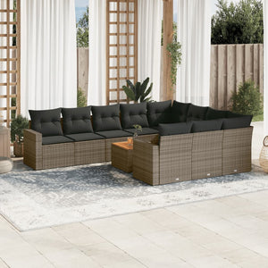 Set Divani da Giardino 11 pz con Cuscini in Polyrattan Grigio 3224303