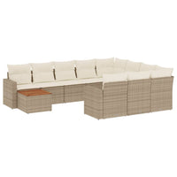 Set Divani da Giardino 11 pz con Cuscini Beige in Polyrattan 3224308