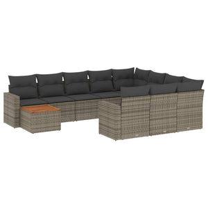 Set Divani da Giardino 11 pz con Cuscini in Polyrattan Grigiocod mxl 89527