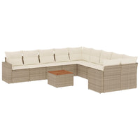 Set Divani da Giardino 11 pz con Cuscini Beige in Polyrattan 3224315