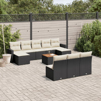 Set Divani da Giardino 11 pz con Cuscini in Polyrattan Nero 3224327