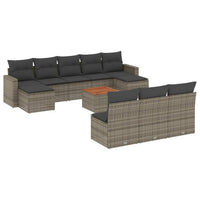 Set Divani da Giardino 11 pz con Cuscini in Polyrattan Grigio 3224331