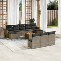 Set Divani da Giardino 11 pz con Cuscini in Polyrattan Grigio 3224331