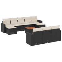 Set Divani da Giardino 11 pz con Cuscini in Polyrattan Nero 3224341