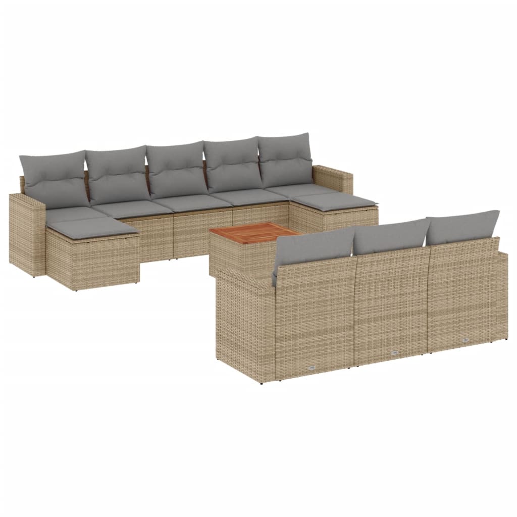 Set Divani da Giardino 11 pz con Cuscini Beige in Polyrattancod mxl 89539