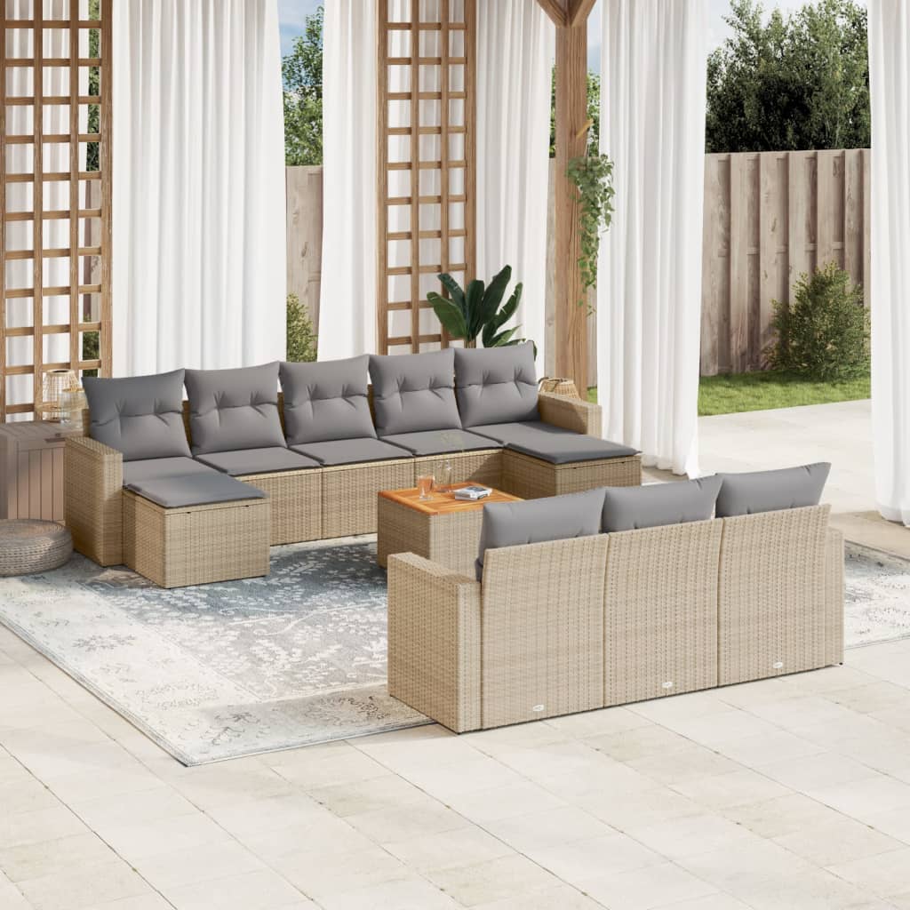 Set Divani da Giardino 11 pz con Cuscini Beige in Polyrattancod mxl 89539