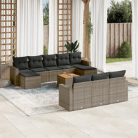 Set Divani da Giardino 11 pz con Cuscini in Polyrattan Grigio 3224345