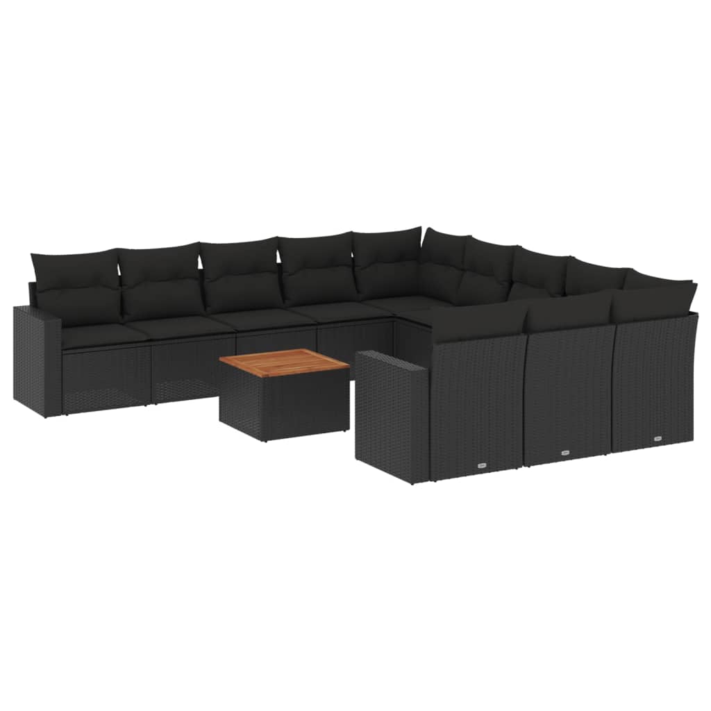 Set Divani da Giardino 12 pz con Cuscini Nero in Polyrattancod mxl 111407