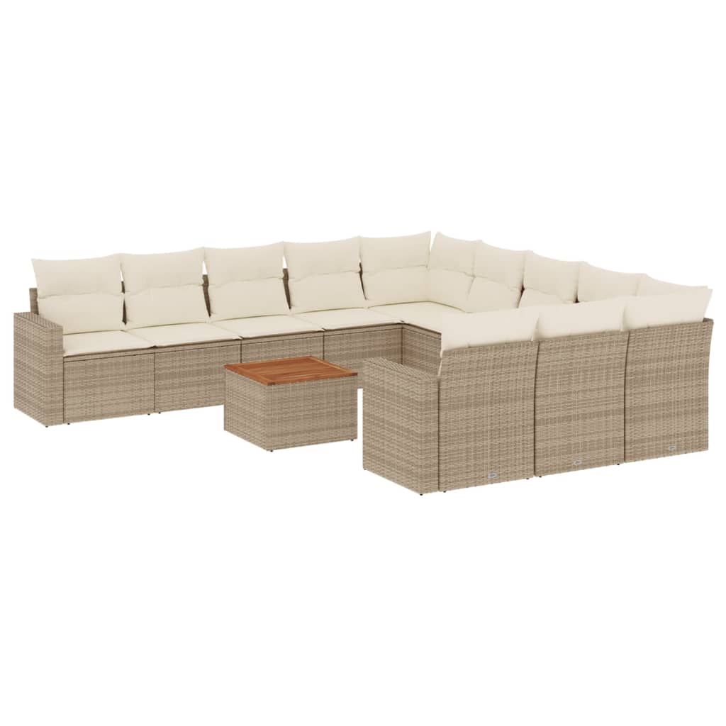 Set Divani da Giardino 12 pz con Cuscini Beige in Polyrattan 3224350