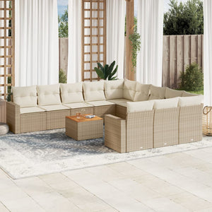 Set Divani da Giardino 12 pz con Cuscini Beige in Polyrattan 3224350