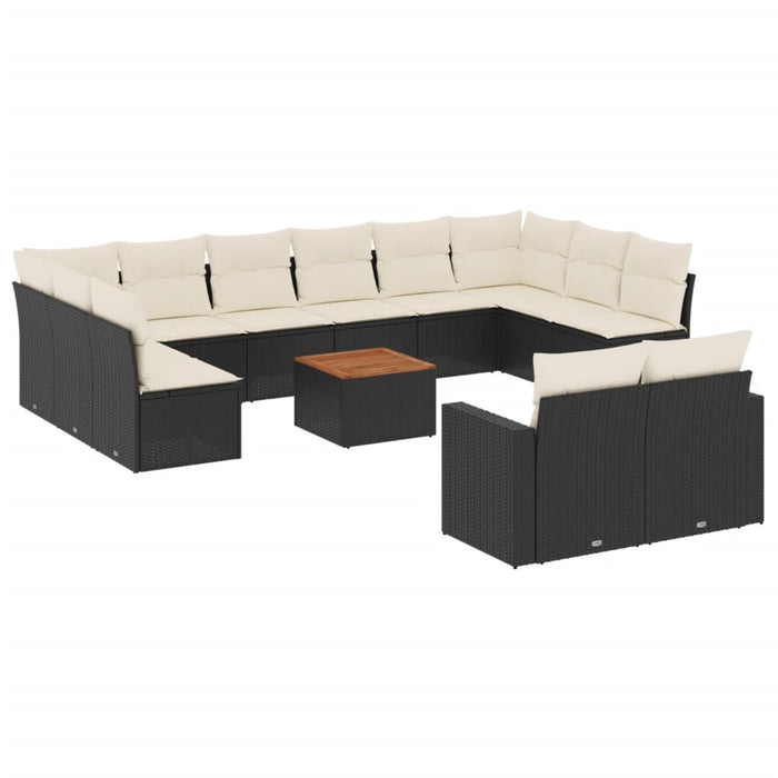 Set Divani da Giardino 13pz con Cuscini Nero in Polyrattan 3224355