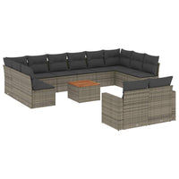 Set Divani da Giardino 13 pz con Cuscini Grigio in Polyrattan 3224359