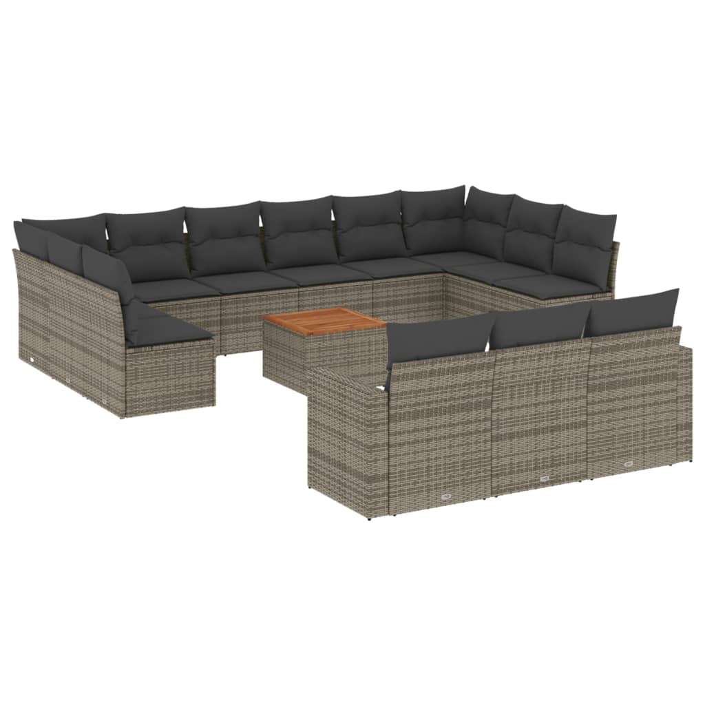 Set Divani da Giardino 14pz con Cuscini in Polyrattan Grigiocod mxl 112062