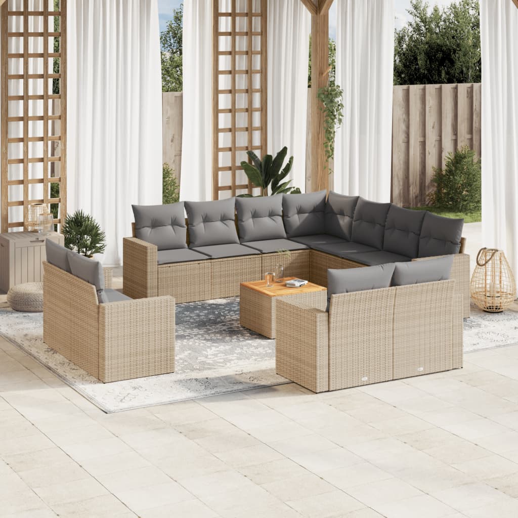 Set Divani da Giardino 12 pz con Cuscini Beige in Polyrattancod mxl 90223