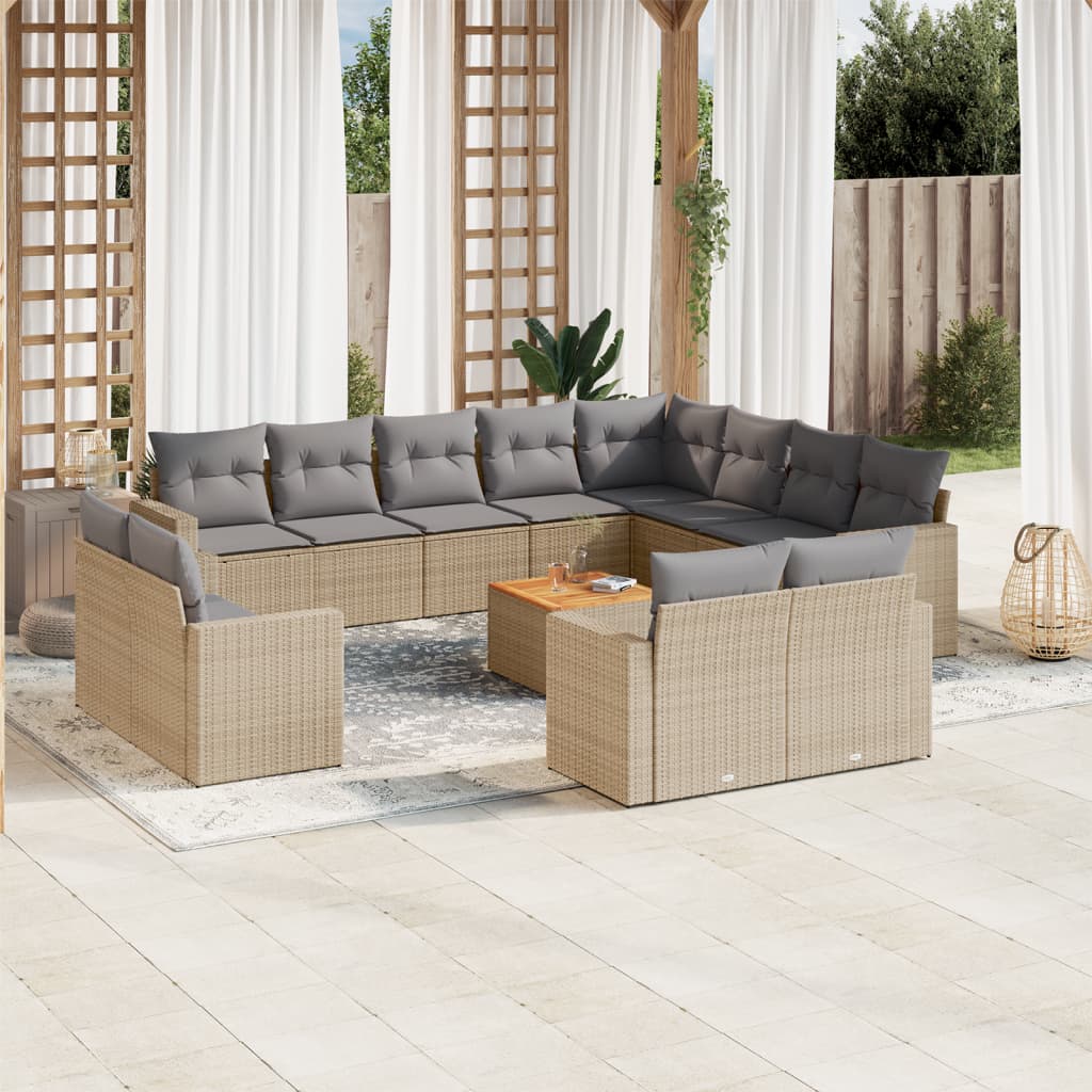 Set Divano da Giardino 13 pz con Cuscini Beige in Polyrattancod mxl 113384