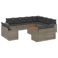 Set Divani da Giardino 13 pz con Cuscini Grigio in Polyrattan 3224394