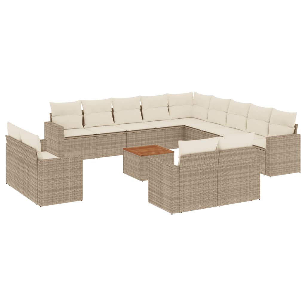 Set Divani da Giardino 14pz con Cuscini in Polyrattan Beigecod mxl 87556