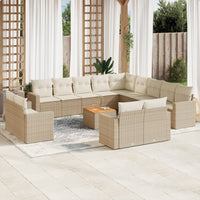 Set Divani da Giardino 14pz con Cuscini in Polyrattan Beigecod mxl 87556