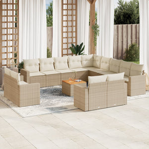 Set Divani da Giardino 14pz con Cuscini in Polyrattan Beigecod mxl 87556