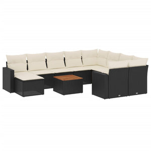 Set Divani da Giardino 11 pz con Cuscini in Polyrattan Nero 3224411