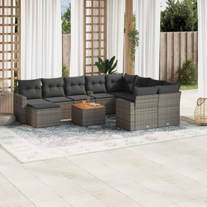 Set Divani da Giardino 11 pz con Cuscini in Polyrattan Grigiocod mxl 112411