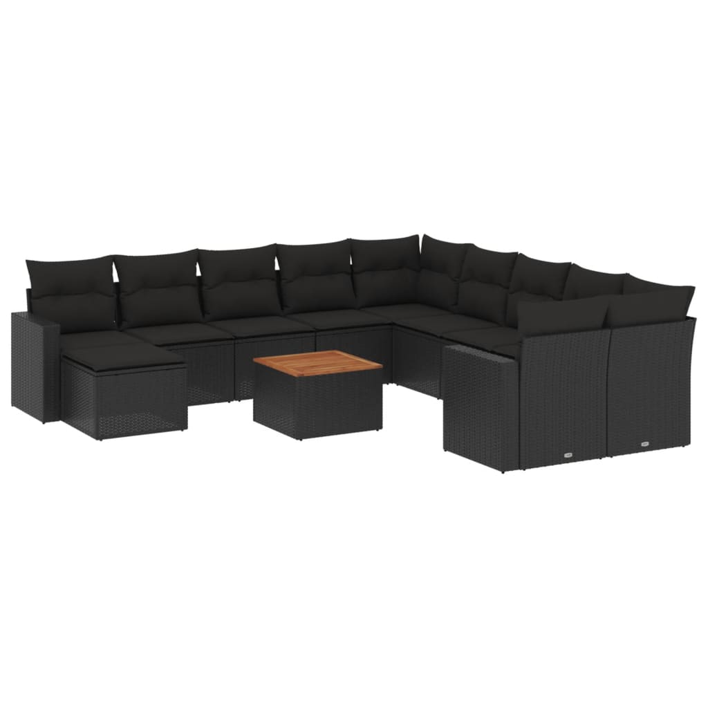 Set Divani da Giardino 12 pz con Cuscini Nero in Polyrattancod mxl 112629