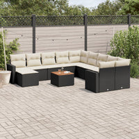 Set Divani da Giardino 12 pz con Cuscini Nero in Polyrattan 3224418