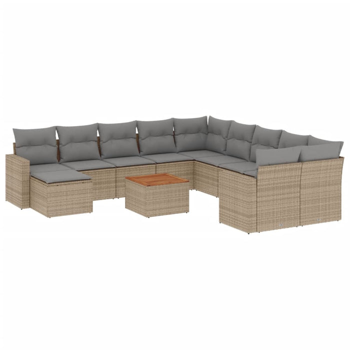 Set Divani da Giardino 12 pz con Cuscini Beige in Polyrattan 3224421