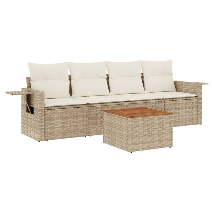 Set Divano da Giardino 5 pz con Cuscini Beige in Polyrattancod mxl 112924