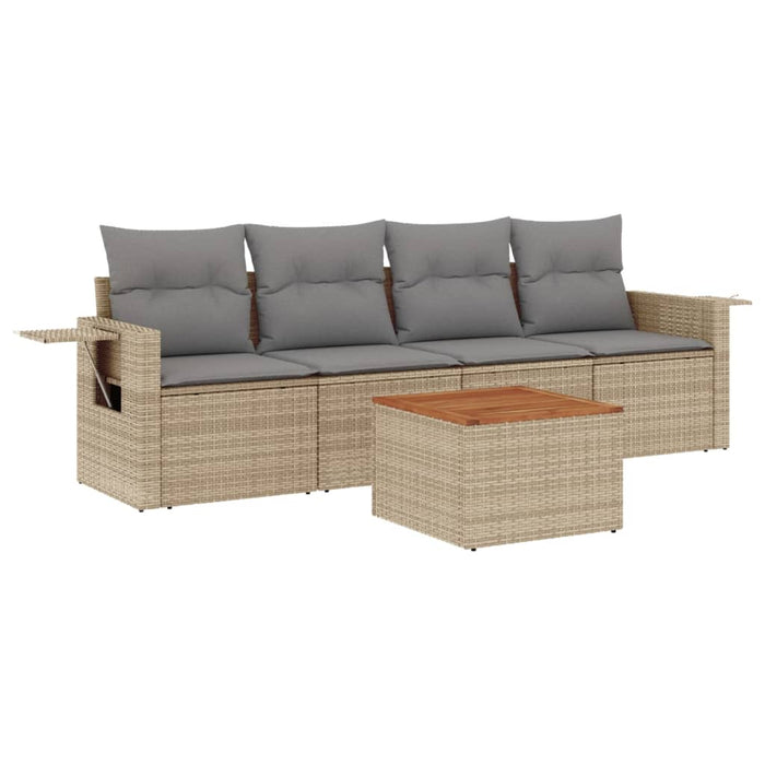 Set Divano da Giardino 5 pz con Cuscini Beige in Polyrattancod mxl 90221