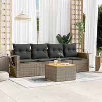 Set Divano da Giardino 5 pz con Cuscini Grigio in Polyrattancod mxl 112925