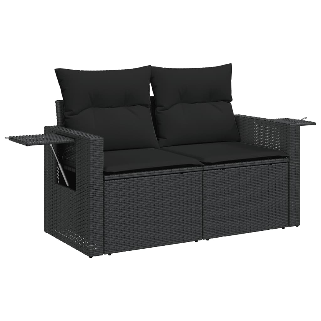 Set Divano da Giardino 6 pz con Cuscini Nero in Polyrattan 3224445