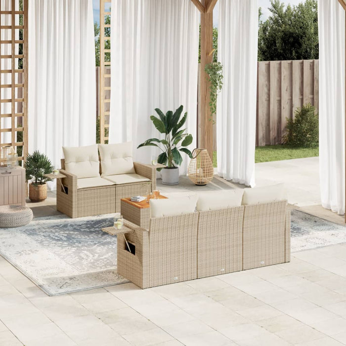 Set Divano da Giardino 6 pz con Cuscini Beige in Polyrattancod mxl 116707