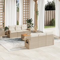 Set Divani da Giardino 7 pz con Cuscini Beige in Polyrattan 3224455