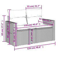 Set Divani da Giardino 7 pz con Cuscini Grigio in Polyrattan 3224457