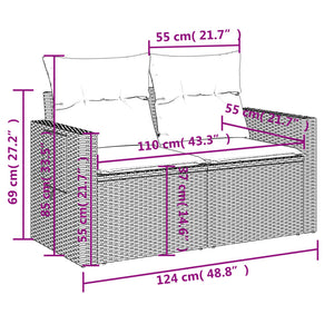 Set Divani da Giardino 7 pz con Cuscini Grigio in Polyrattan 3224457