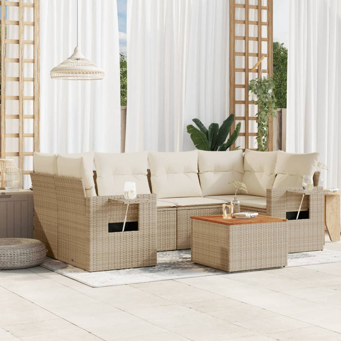 Set Divani da Giardino 7 pz con Cuscini Beige in Polyrattancod mxl 112927