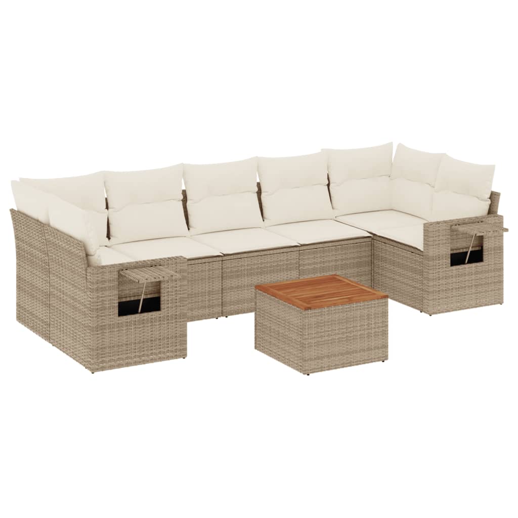 Set Divano da Giardino 8 pz con Cuscini Beige in Polyrattancod mxl 112961