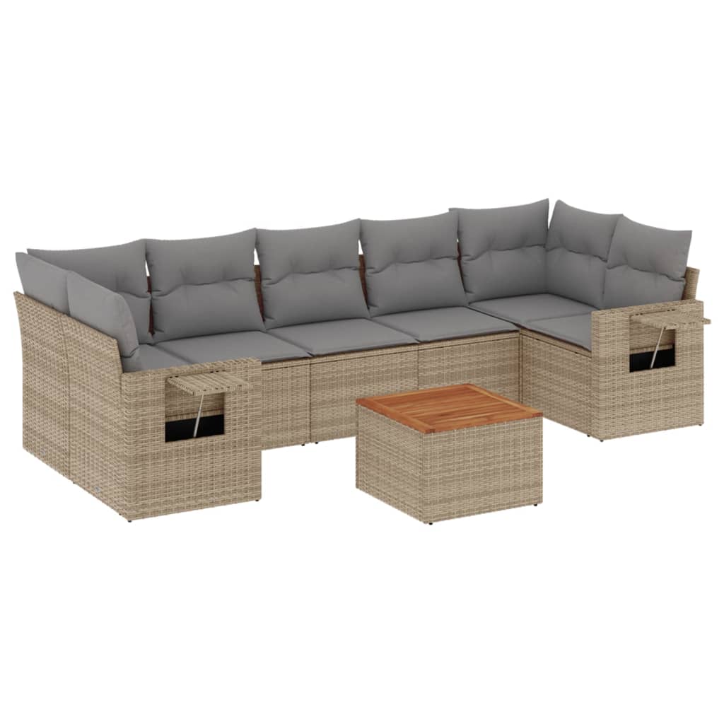 Set Divano da Giardino 8 pz con Cuscini Beige in Polyrattancod mxl 90353