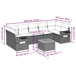 Set Divano da Giardino 8 pz con Cuscini Grigio in Polyrattan 3224478