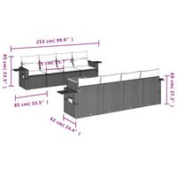 Set Divano da Giardino 9 pz con Cuscini Beige in Polyrattan 3224483