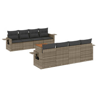 Set Divano da Giardino 9 pz con Cuscini Grigio in Polyrattan 3224485