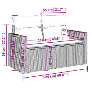 Set Divano da Giardino 9 pz con Cuscini Grigio in Polyrattan 3224485