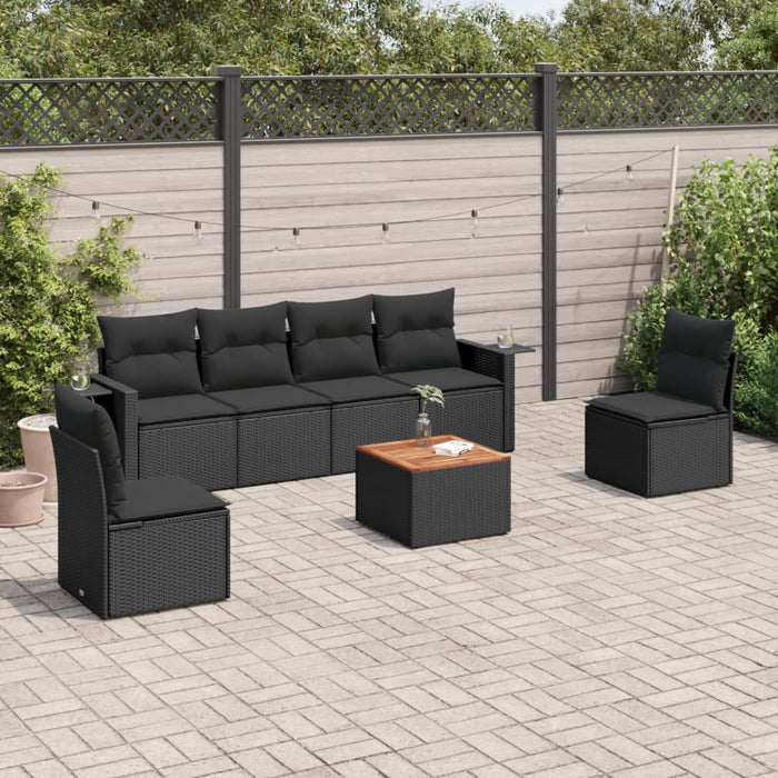 Set Divani da Giardino con Cuscini 7pz Nero Polyrattan 3224508