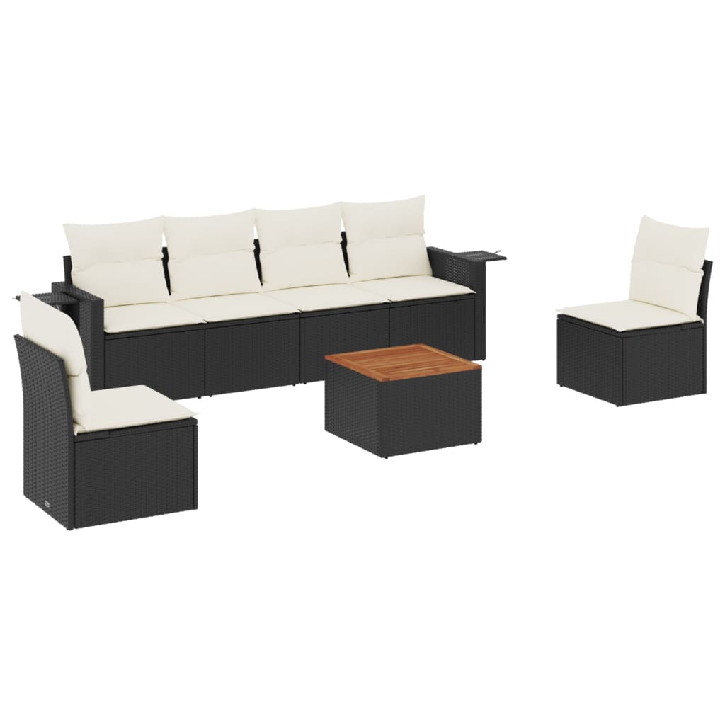 Set Divani da Giardino con Cuscini 7pz Nero Polyrattan 3224509