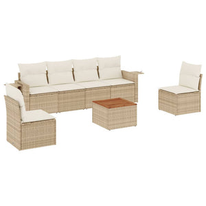 Set Divani da Giardino 7 pz con Cuscini Beige in Polyrattancod mxl 88923