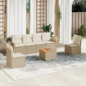 Set Divani da Giardino 7 pz con Cuscini Beige in Polyrattancod mxl 88923